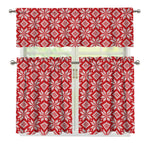 Xmas Nordic Knitted Pattern Print 3 Piece Kitchen Curtains