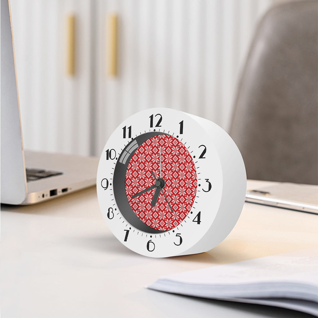 Xmas Nordic Knitted Pattern Print Alarm Clock