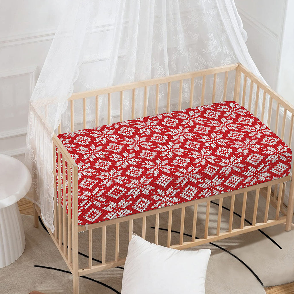 Xmas Nordic Knitted Pattern Print Baby Crib Sheet