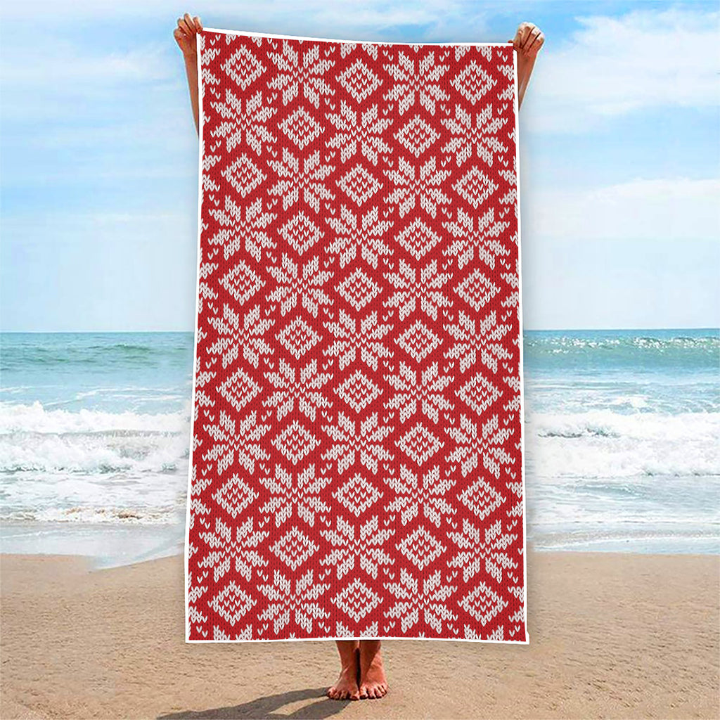 Xmas Nordic Knitted Pattern Print Beach Towel