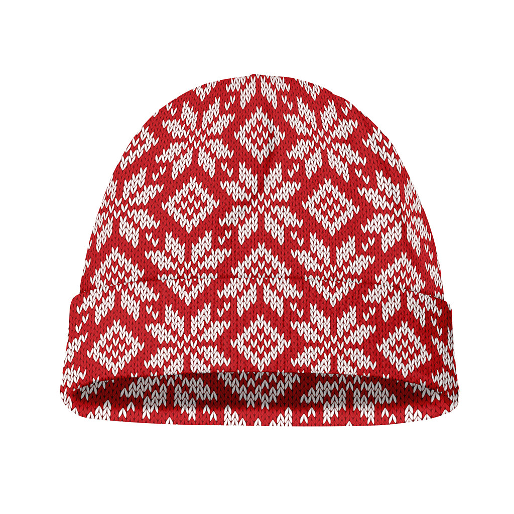 Xmas Nordic Knitted Pattern Print Beanie