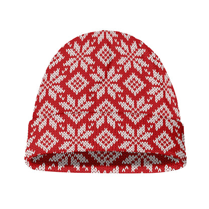 Xmas Nordic Knitted Pattern Print Beanie