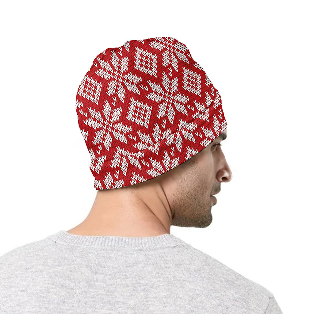 Xmas Nordic Knitted Pattern Print Beanie