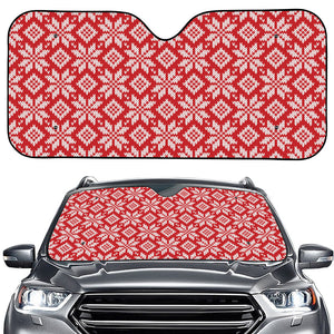 Xmas Nordic Knitted Pattern Print Car Windshield Sun Shade