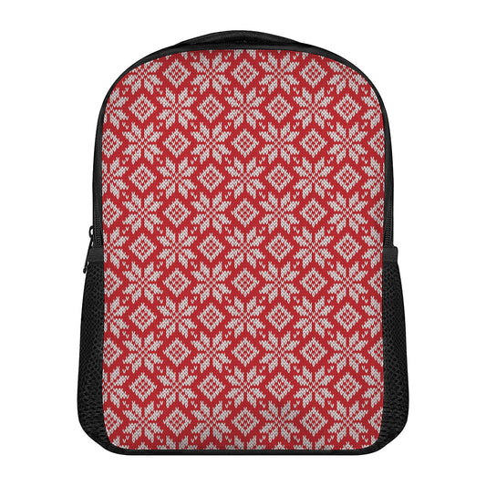 Xmas Nordic Knitted Pattern Print Casual Backpack