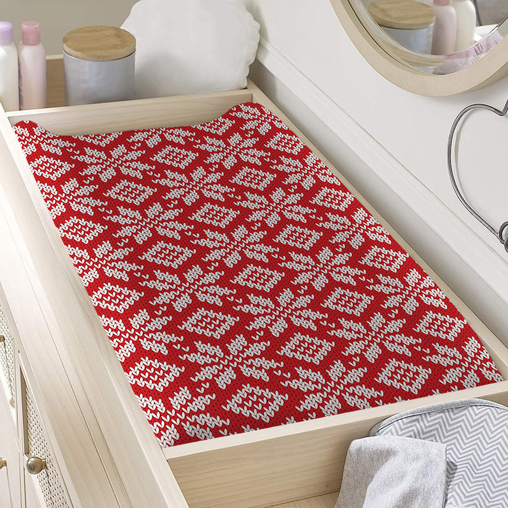 Xmas Nordic Knitted Pattern Print Changing Pad Cover