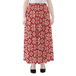 Xmas Nordic Knitted Pattern Print Chiffon Maxi Skirt
