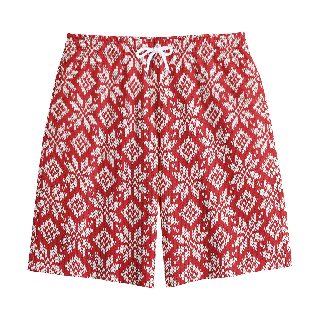 Xmas Nordic Knitted Pattern Print Cotton Shorts