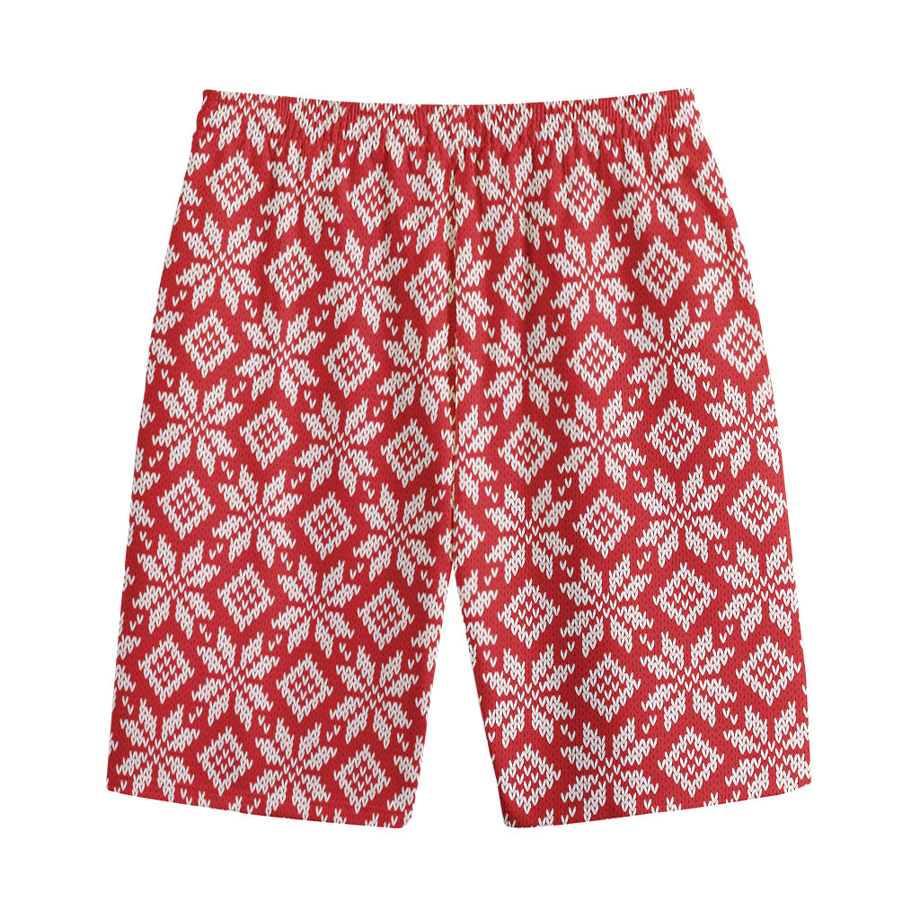 Xmas Nordic Knitted Pattern Print Cotton Shorts
