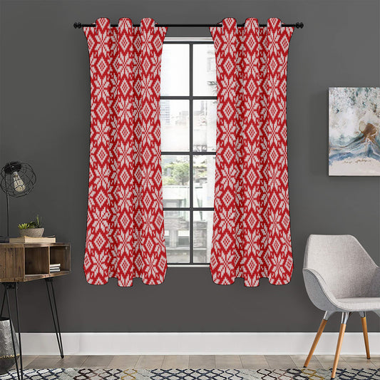 Xmas Nordic Knitted Pattern Print Curtain
