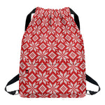 Xmas Nordic Knitted Pattern Print Drawstring Backpack
