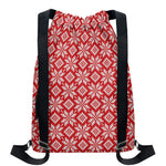 Xmas Nordic Knitted Pattern Print Drawstring Backpack