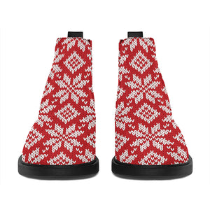 Xmas Nordic Knitted Pattern Print Flat Ankle Boots