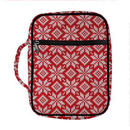 Xmas Nordic Knitted Pattern Print Front Pocket Bible Bag