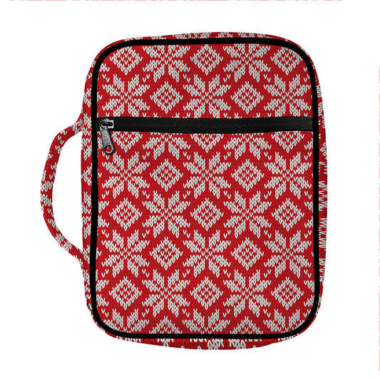 Xmas Nordic Knitted Pattern Print Front Pocket Bible Bag