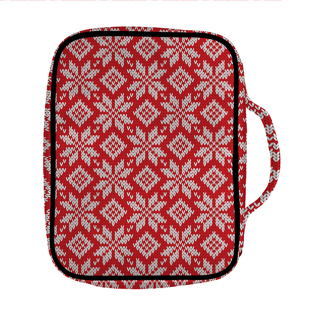 Xmas Nordic Knitted Pattern Print Front Pocket Bible Bag