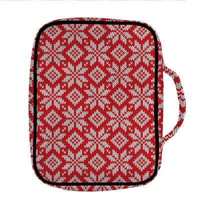 Xmas Nordic Knitted Pattern Print Front Pocket Bible Bag