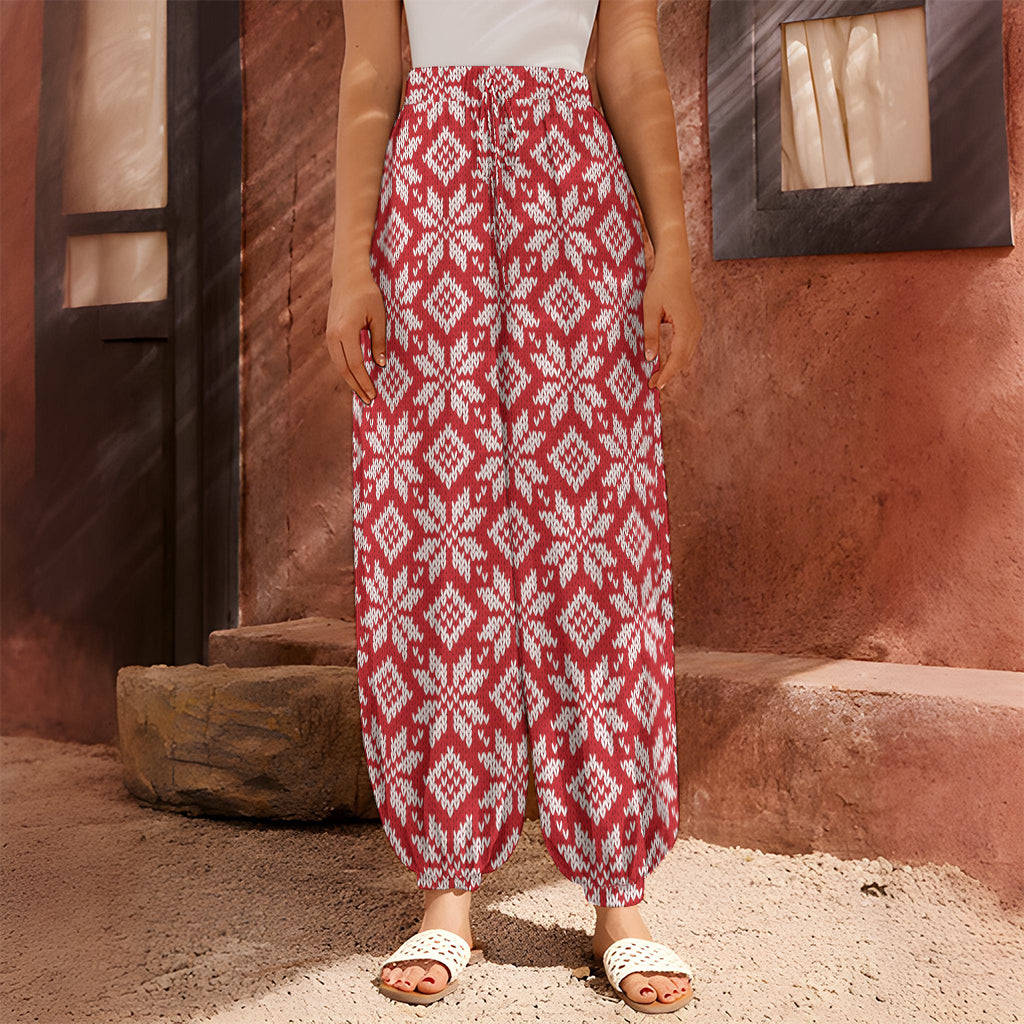 Xmas Nordic Knitted Pattern Print Harem Pants