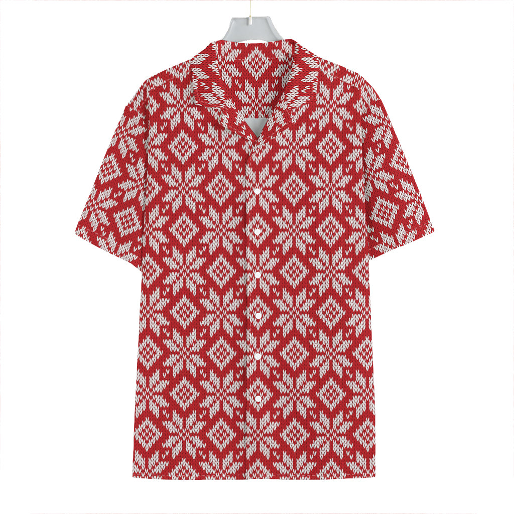 Xmas Nordic Knitted Pattern Print Hawaiian Shirt