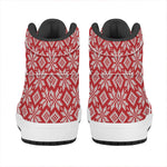Xmas Nordic Knitted Pattern Print High Top Leather Sneakers