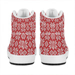 Xmas Nordic Knitted Pattern Print High Top Leather Sneakers
