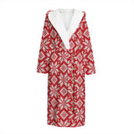 Xmas Nordic Knitted Pattern Print Hooded Bathrobe