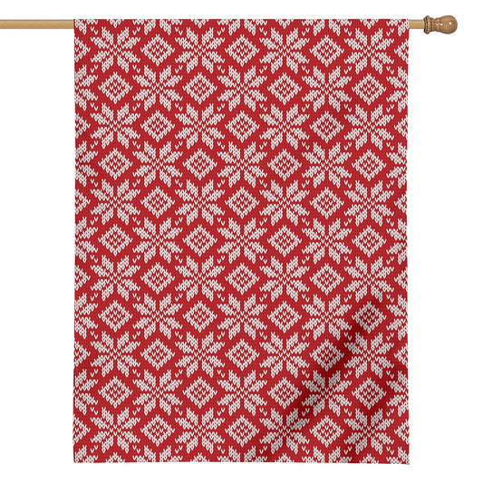 Xmas Nordic Knitted Pattern Print House Flag