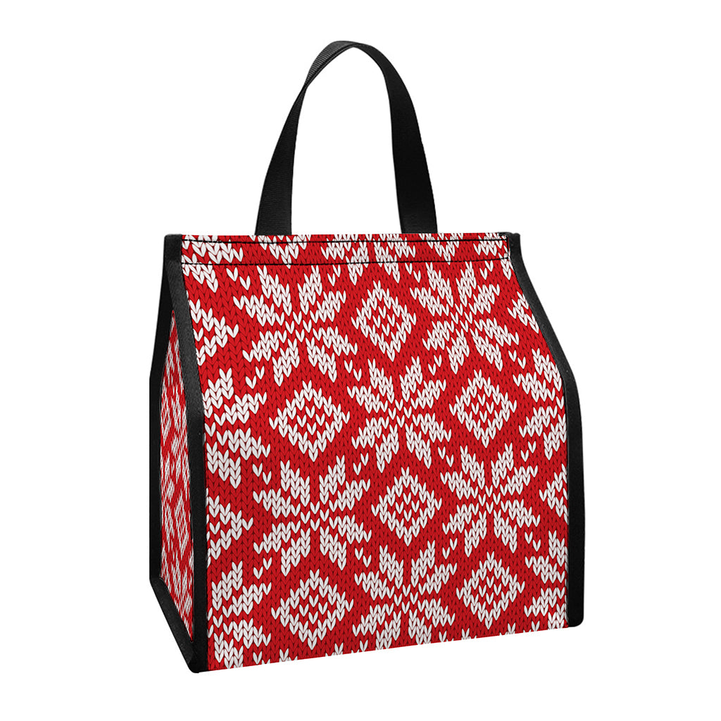 Xmas Nordic Knitted Pattern Print Insulated Lunch Tote