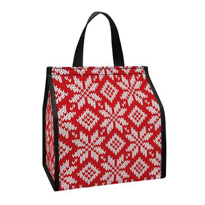 Xmas Nordic Knitted Pattern Print Insulated Lunch Tote