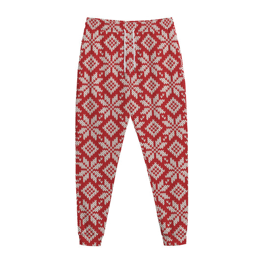 Xmas Nordic Knitted Pattern Print Jogger Pants