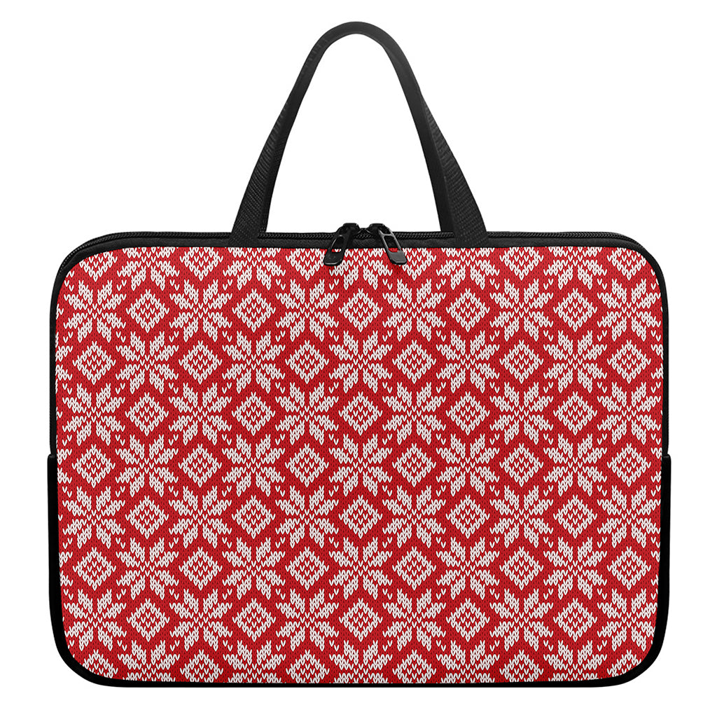 Xmas Nordic Knitted Pattern Print Laptop Sleeve With Handle