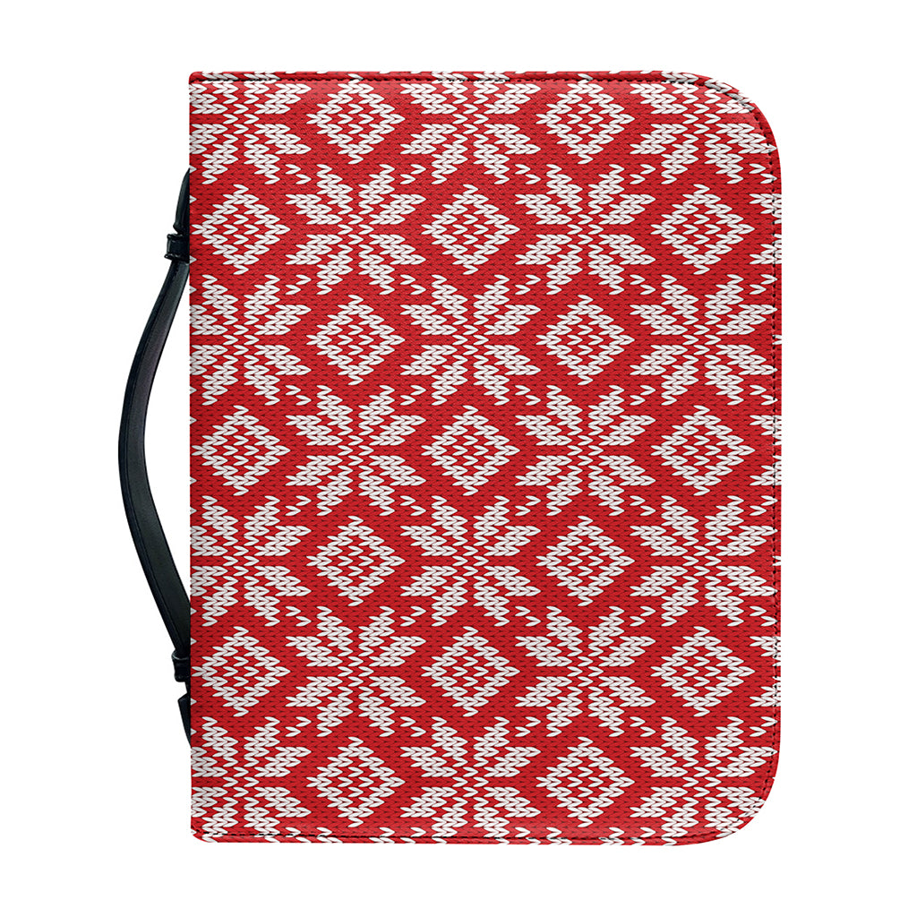 Xmas Nordic Knitted Pattern Print Leather Bible Cover