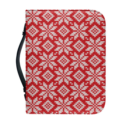 Xmas Nordic Knitted Pattern Print Leather Bible Cover