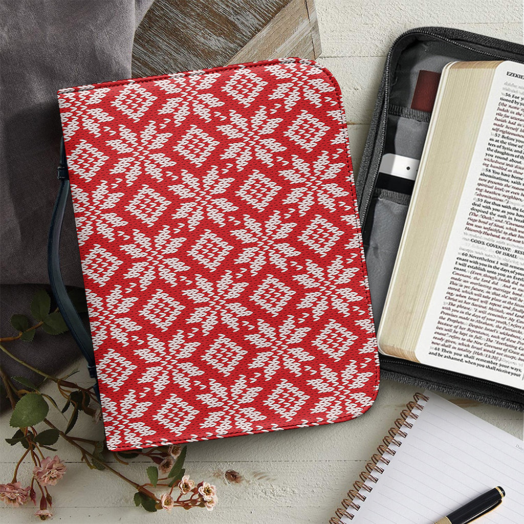 Xmas Nordic Knitted Pattern Print Leather Bible Cover