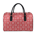 Xmas Nordic Knitted Pattern Print Leather Duffle Bag