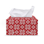 Xmas Nordic Knitted Pattern Print Leather Tissue Box Cover