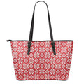 Xmas Nordic Knitted Pattern Print Leather Tote Bag With Zipper