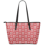 Xmas Nordic Knitted Pattern Print Leather Tote Bag
