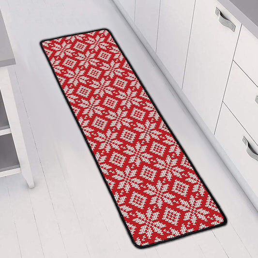 Xmas Nordic Knitted Pattern Print Long Kitchen Mat