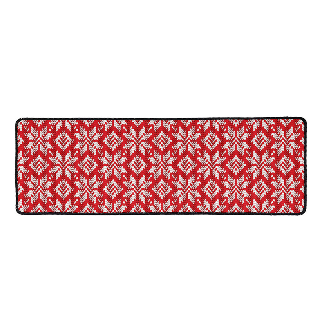 Xmas Nordic Knitted Pattern Print Long Kitchen Mat