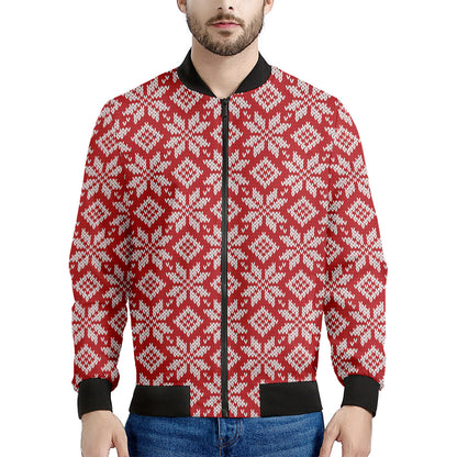 Xmas Nordic Knitted Pattern Print Men's Bomber Jacket