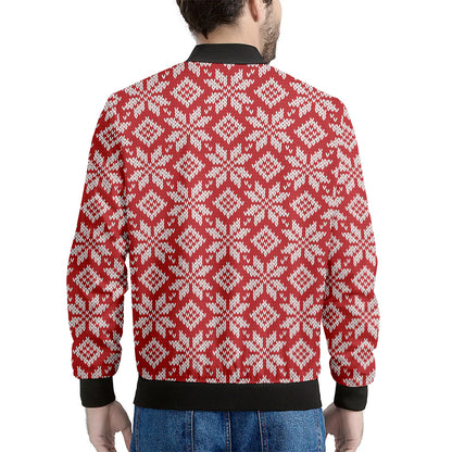 Xmas Nordic Knitted Pattern Print Men's Bomber Jacket