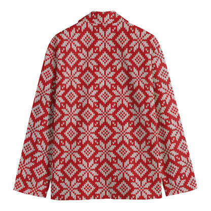 Xmas Nordic Knitted Pattern Print Men's Cotton Blazer