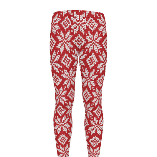 Xmas Nordic Knitted Pattern Print Men's leggings
