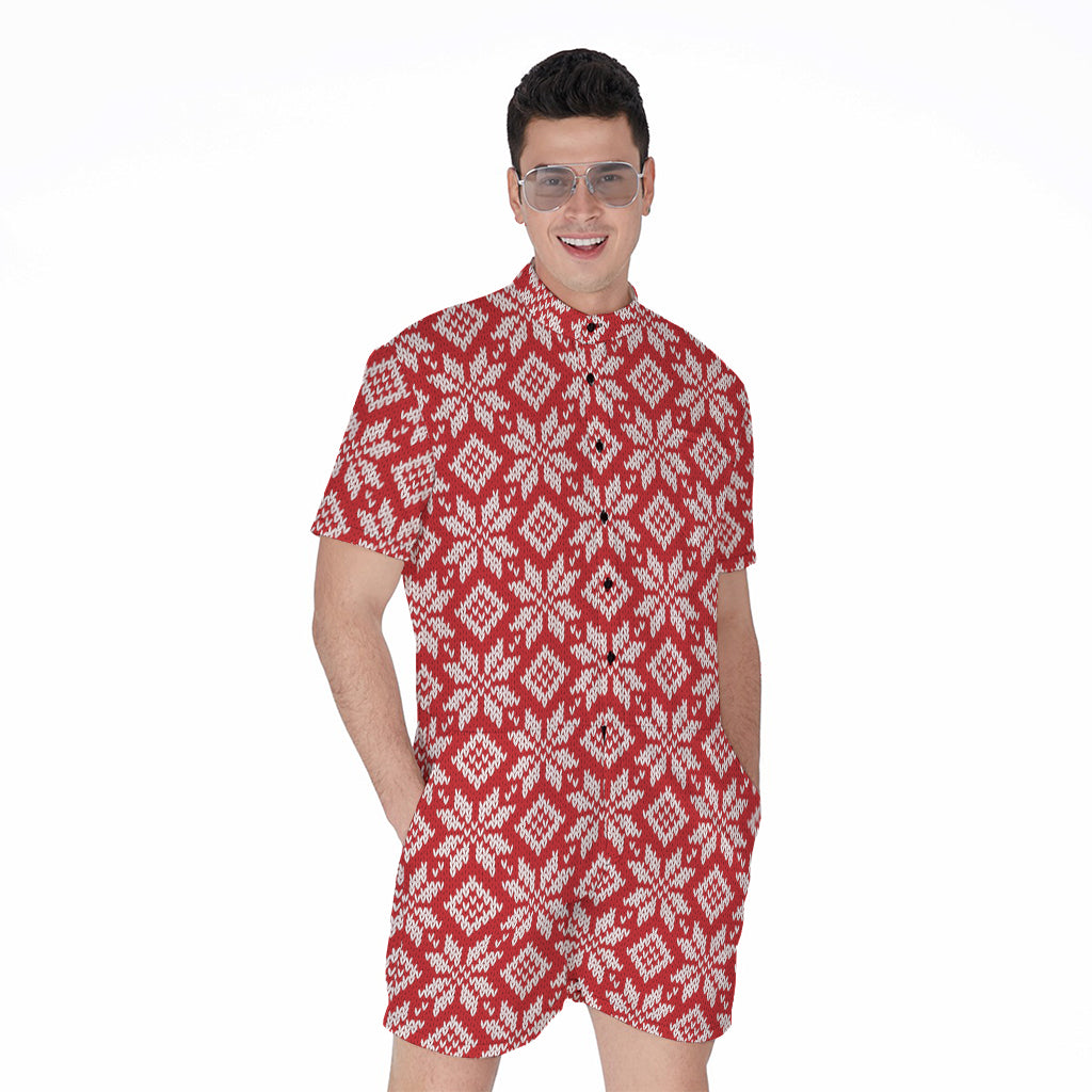 Xmas Nordic Knitted Pattern Print Men's Rompers