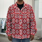 Xmas Nordic Knitted Pattern Print Men's Shirt Jacket