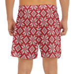 Xmas Nordic Knitted Pattern Print Men's Split Running Shorts