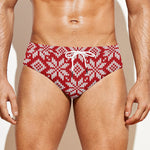Xmas Nordic Knitted Pattern Print Men's Swim Briefs