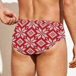 Xmas Nordic Knitted Pattern Print Men's Swim Briefs