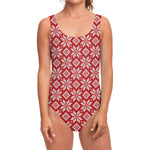 Xmas Nordic Knitted Pattern Print One Piece Swimsuit